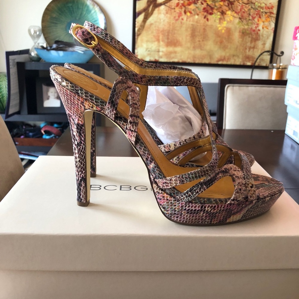 Bcbgeneration Angel Multicolor Batik Snake Heels - image 3